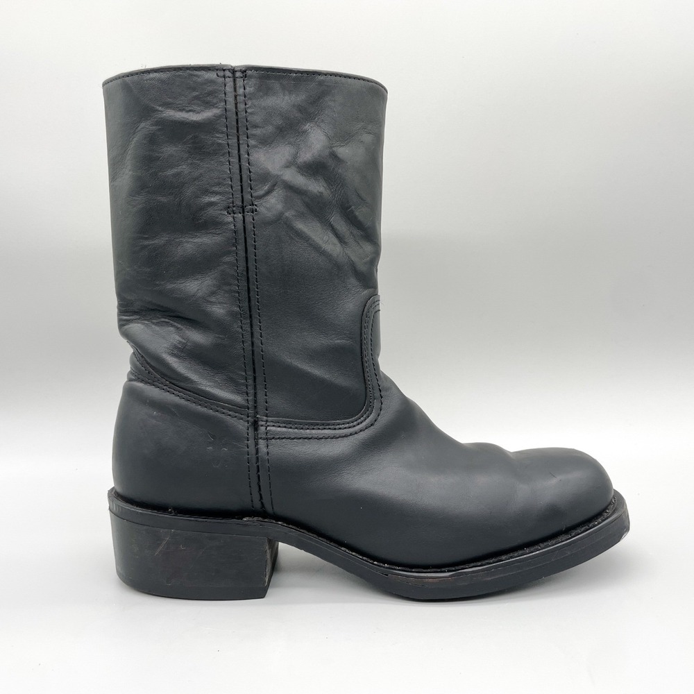VTG Frye Mens 10.5 M Black Leather Campus Boots Western Moto Biker Goth Punk